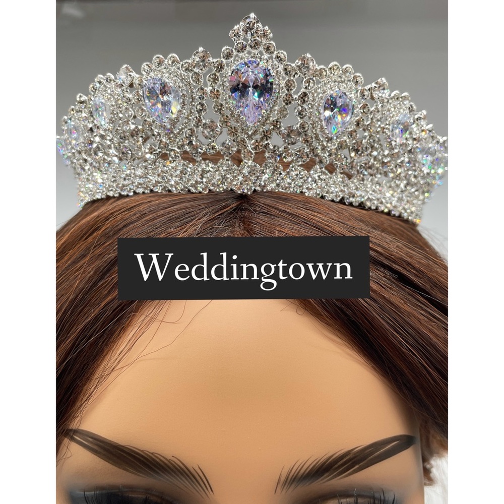 Bridal tiara crown silver statement swarovski
